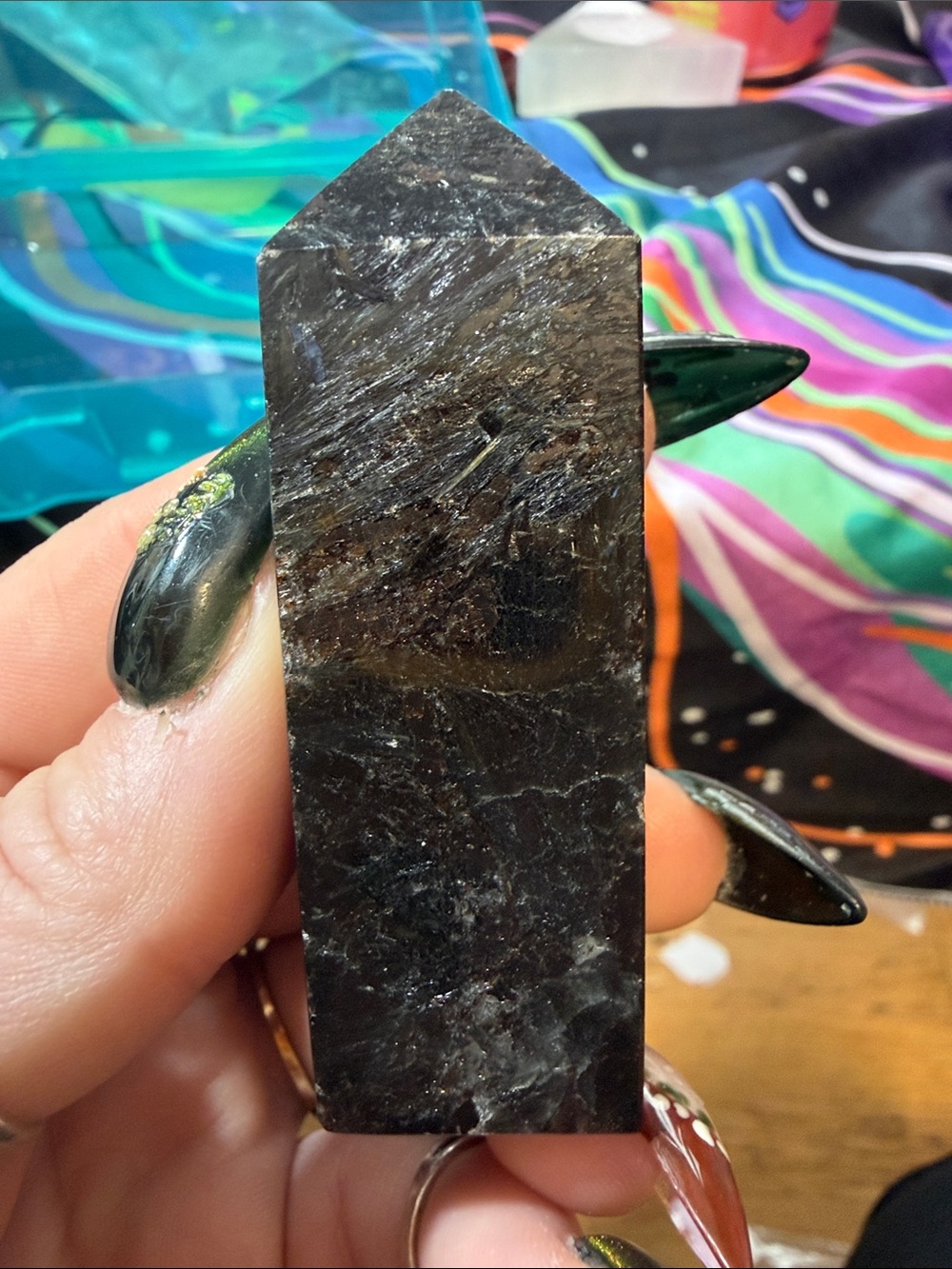 Natural Black Stone Tower-apophyllite